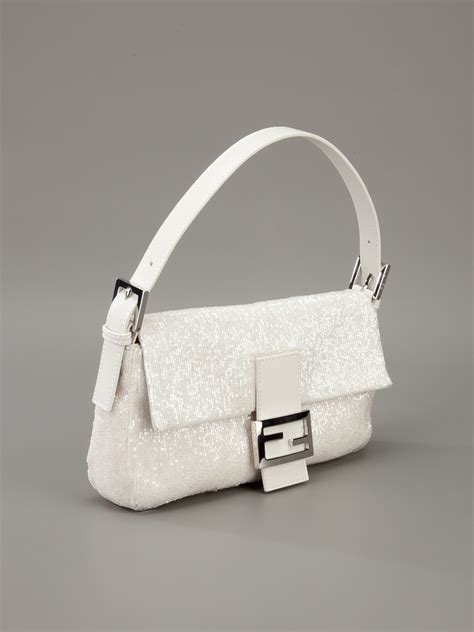 all white fendi bag|Fendi baguette bag white.